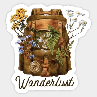 Wanderlust Floral Backpack Sticker